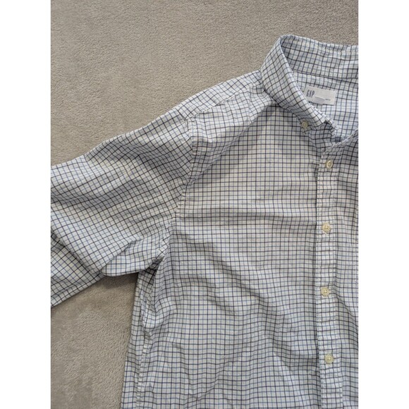 Gap Standard Fit Button-Up Shirt Men's Size M White Striped Long Sleeve Cotton - Picture 8 of 16